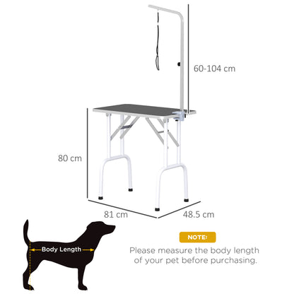 Folding Grooming Table Pet Grooming Table Shearing Table Grooming Table for Dogs Cats Metal Black 81 x 48.5 x 80 cm