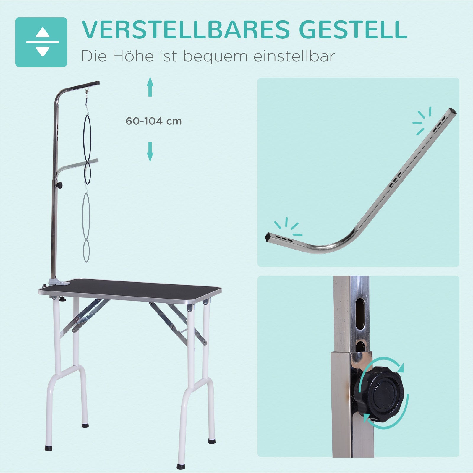 Folding Grooming Table Pet Grooming Table Shearing Table Grooming Table for Dogs Cats Metal Black 81 x 48.5 x 80 cm