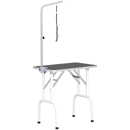 Folding Grooming Table Pet Grooming Table Shearing Table Grooming Table for Dogs Cats Metal Black 81 x 48.5 x 80 cm