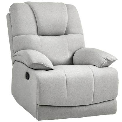Recliner Armchair with Reclining Function, Footrest, TV Chair with Pocket Spring Padding, Linen Look, Armchair for Living Room, Gray