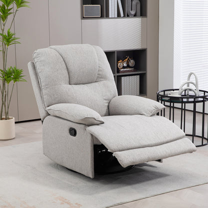Recliner Armchair with Reclining Function, Footrest, TV Chair with Pocket Spring Padding, Linen Look, Armchair for Living Room, Gray