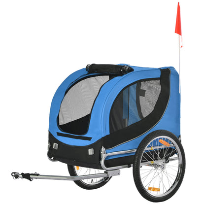 Dog Trailer Bicycle Trailer Dog Transporter Dog Bike Trailer Blue+Black 130 x 73 x 90 cm