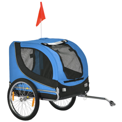 Dog Trailer Bicycle Trailer Dog Transporter Dog Bike Trailer Blue+Black 130 x 73 x 90 cm