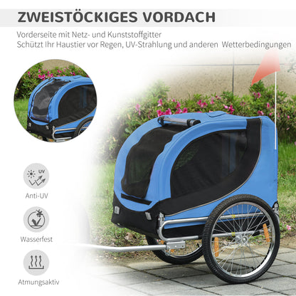 Dog Trailer Bicycle Trailer Dog Transporter Dog Bike Trailer Blue+Black 130 x 73 x 90 cm