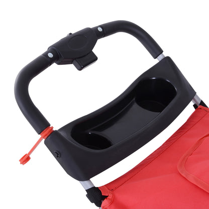 Foldable Dog Stroller Pet Stroller for Small Dogs with Adjustable Canopy Storage Basket 2 Universal Wheels Load 15 kg 75x46x94 cm Red