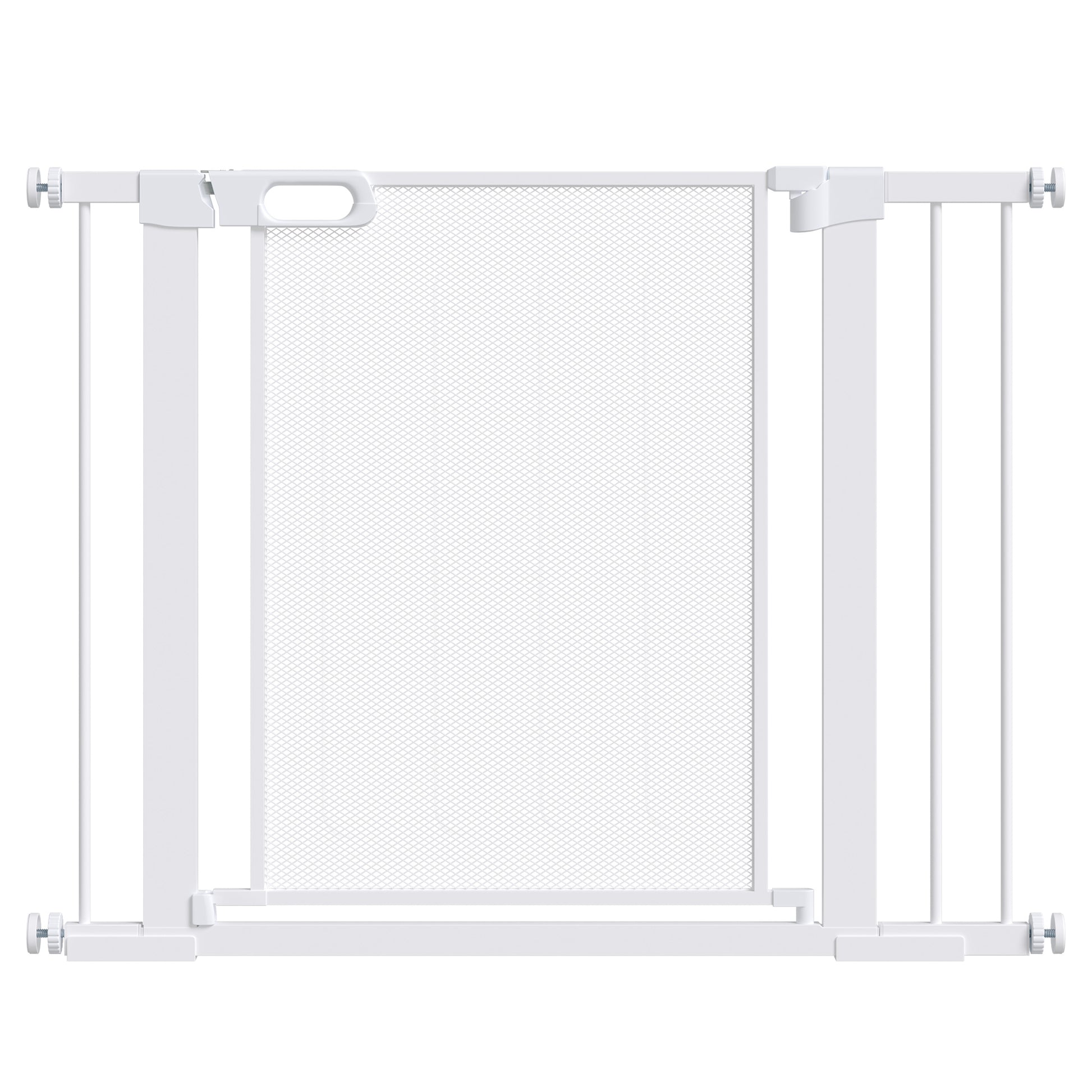 Dog Safety Gate Expandable 75-103 cm Stair Gate Door with 2 Extensions 7 and 14 cm Double Lock Automatic Closure White