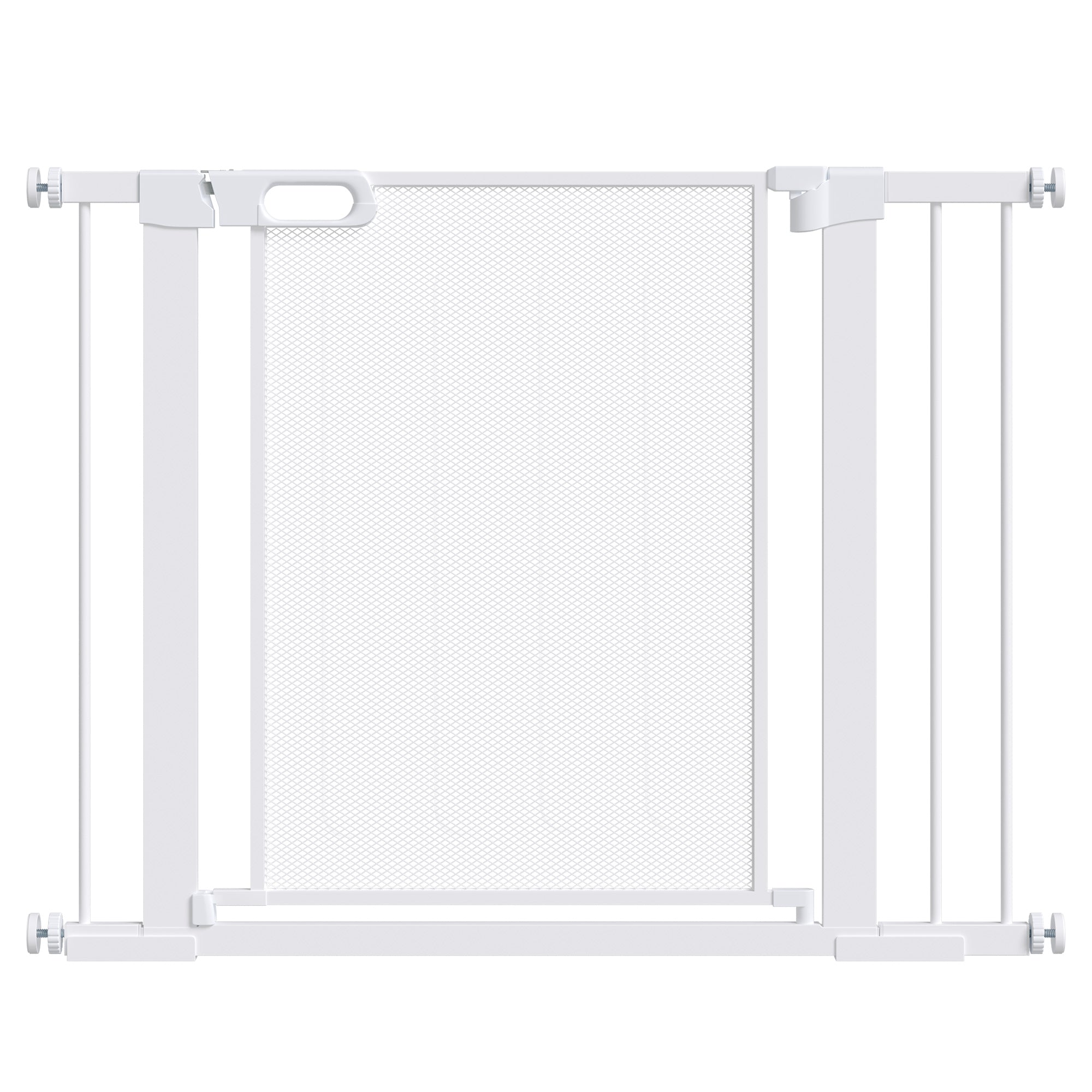 Dog Safety Gate Expandable 75-103 cm Stair Gate Door with 2 Extensions 7 and 14 cm Double Lock Automatic Closure White