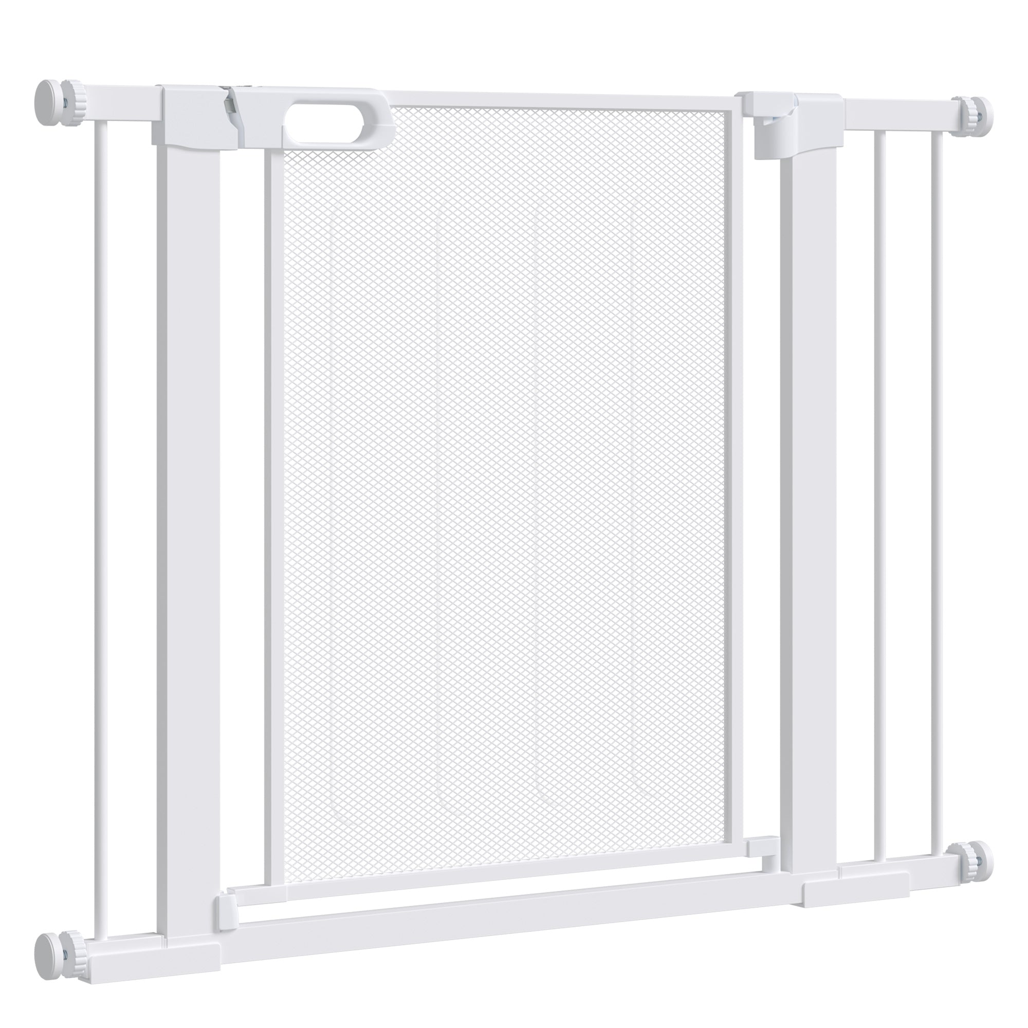 Dog Safety Gate Expandable 75-103 cm Stair Gate Door with 2 Extensions 7 and 14 cm Double Lock Automatic Closure White