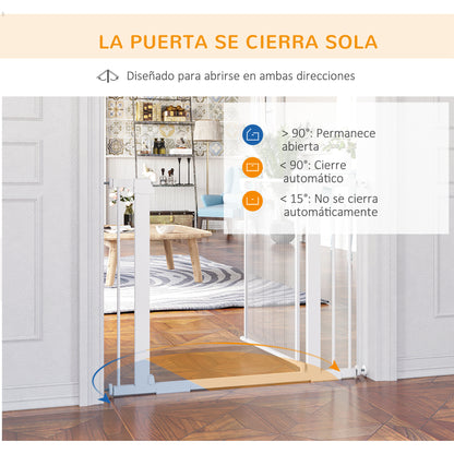 Dog Safety Gate Expandable 75-103 cm Stair Gate Door with 2 Extensions 7 and 14 cm Double Lock Automatic Closure White