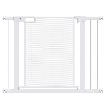 Dog Safety Gate Expandable 75-103 cm Stair Gate Door with 2 Extensions 7 and 14 cm Double Lock Automatic Closure White