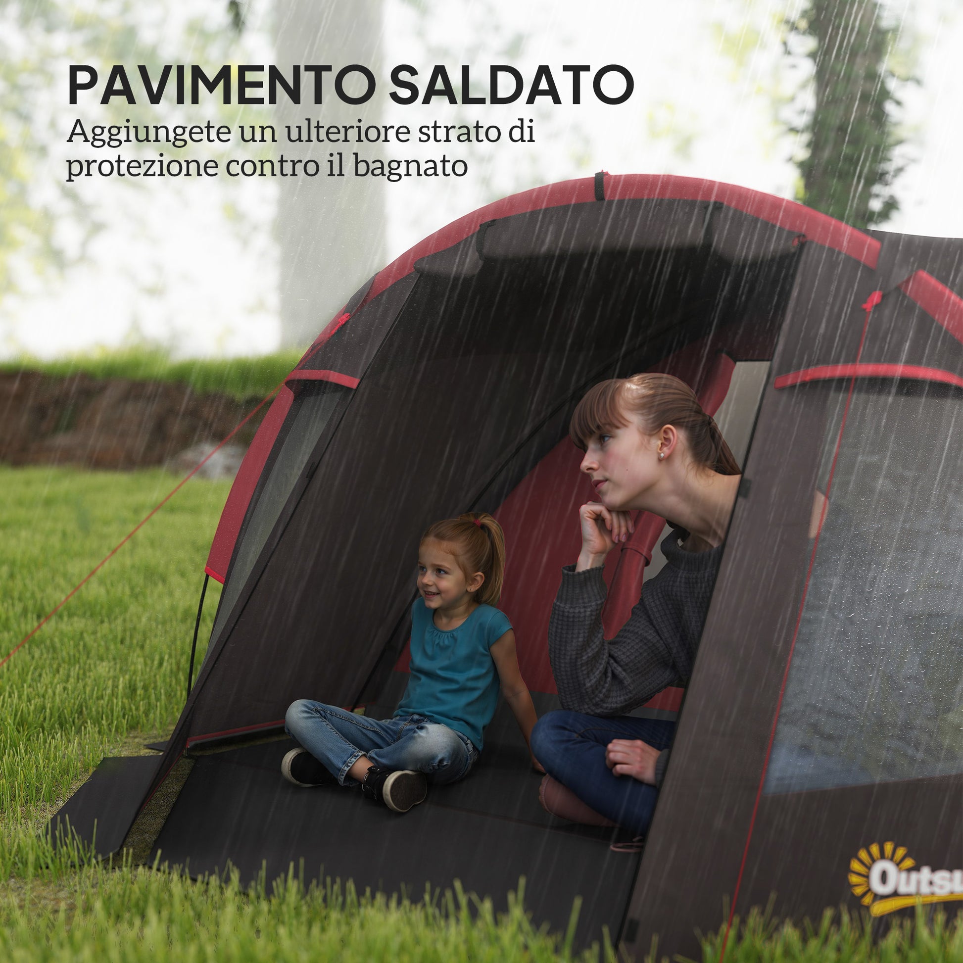 Tunnel Camping Tent for 2-4 People with 2 Rooms, Waterproof Family Trekking Fishing Tent 3000mm with Reinforced Floor, Double Doors, Carry Bag, 360x250x130 cm, Gray