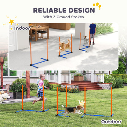 3-Piece Dog Agility Set with Weave Poles, Ground Stakes & Carry Bag — Portable Indoor/Outdoor Training Kit, Orange