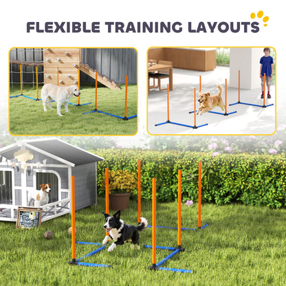 3-Piece Dog Agility Set with Weave Poles, Ground Stakes & Carry Bag — Portable Indoor/Outdoor Training Kit, Orange