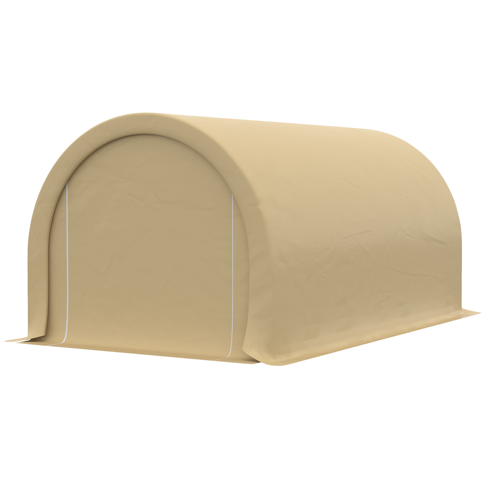 Carport Garage Tent 5 x 3 x 2.4 m, Outdoor Car Shelter, Storage Tent with Zippered Roll-up Door, Galvanized Steel, High Density PE 190 g/m², Beige