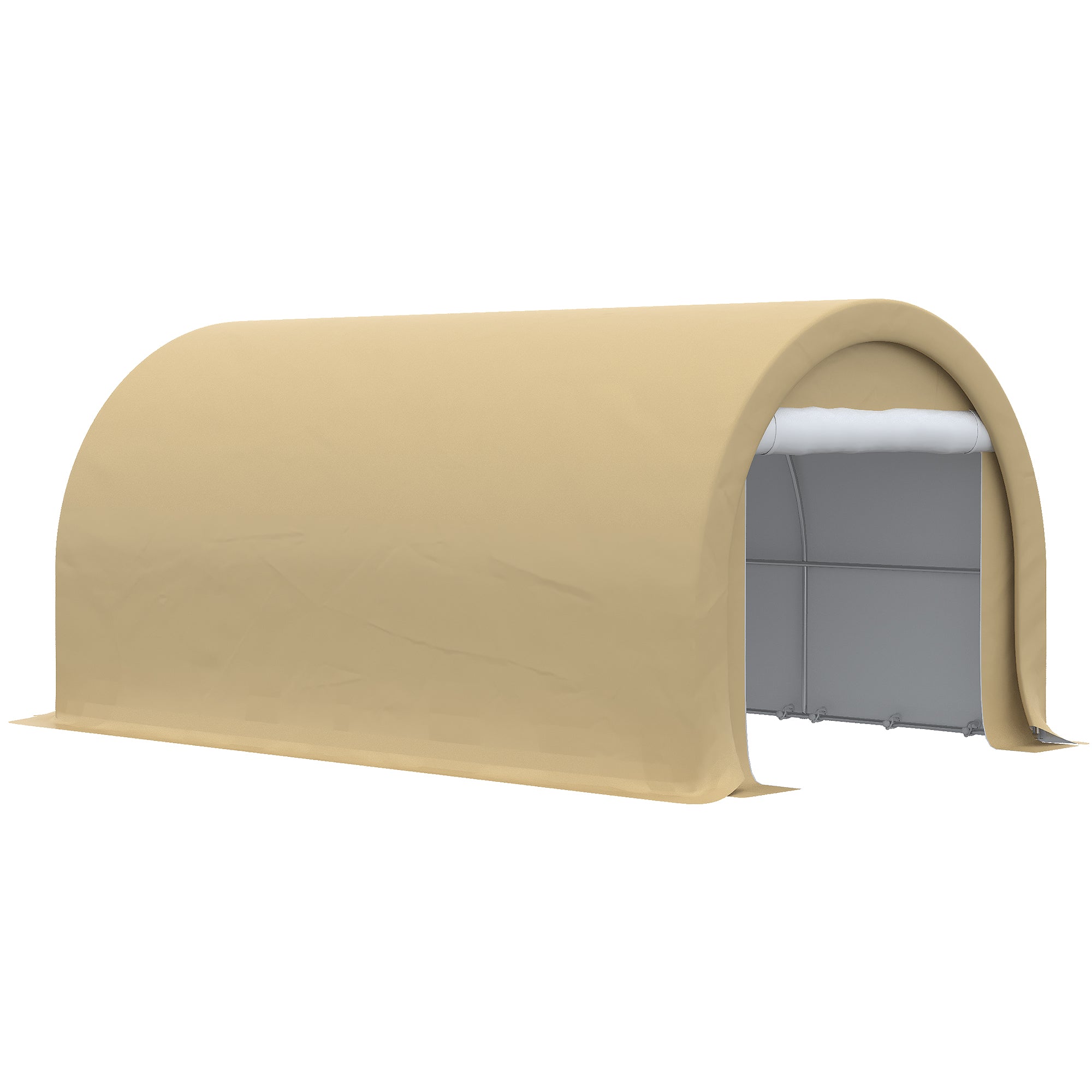 Carport Garage Tent 5 x 3 x 2.4 m, Outdoor Car Shelter, Storage Tent with Zippered Roll-up Door, Galvanized Steel, High Density PE 190 g/m², Beige