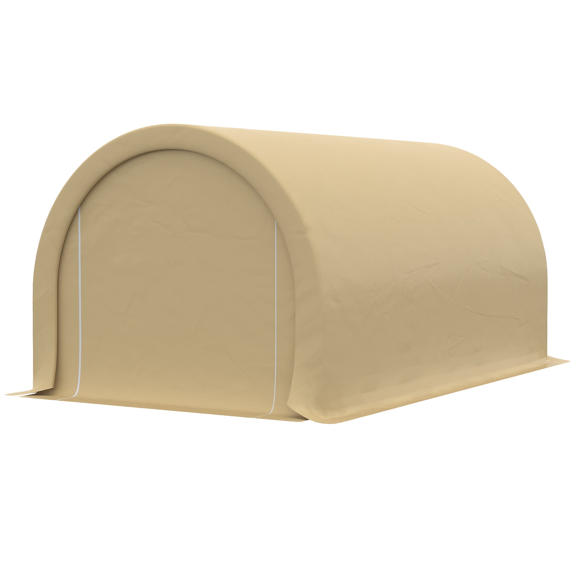 Carport Garage Tent 5 x 3 x 2.4 m, Outdoor Car Shelter, Storage Tent with Zippered Roll-up Door, Galvanized Steel, High Density PE 190 g/m², Beige