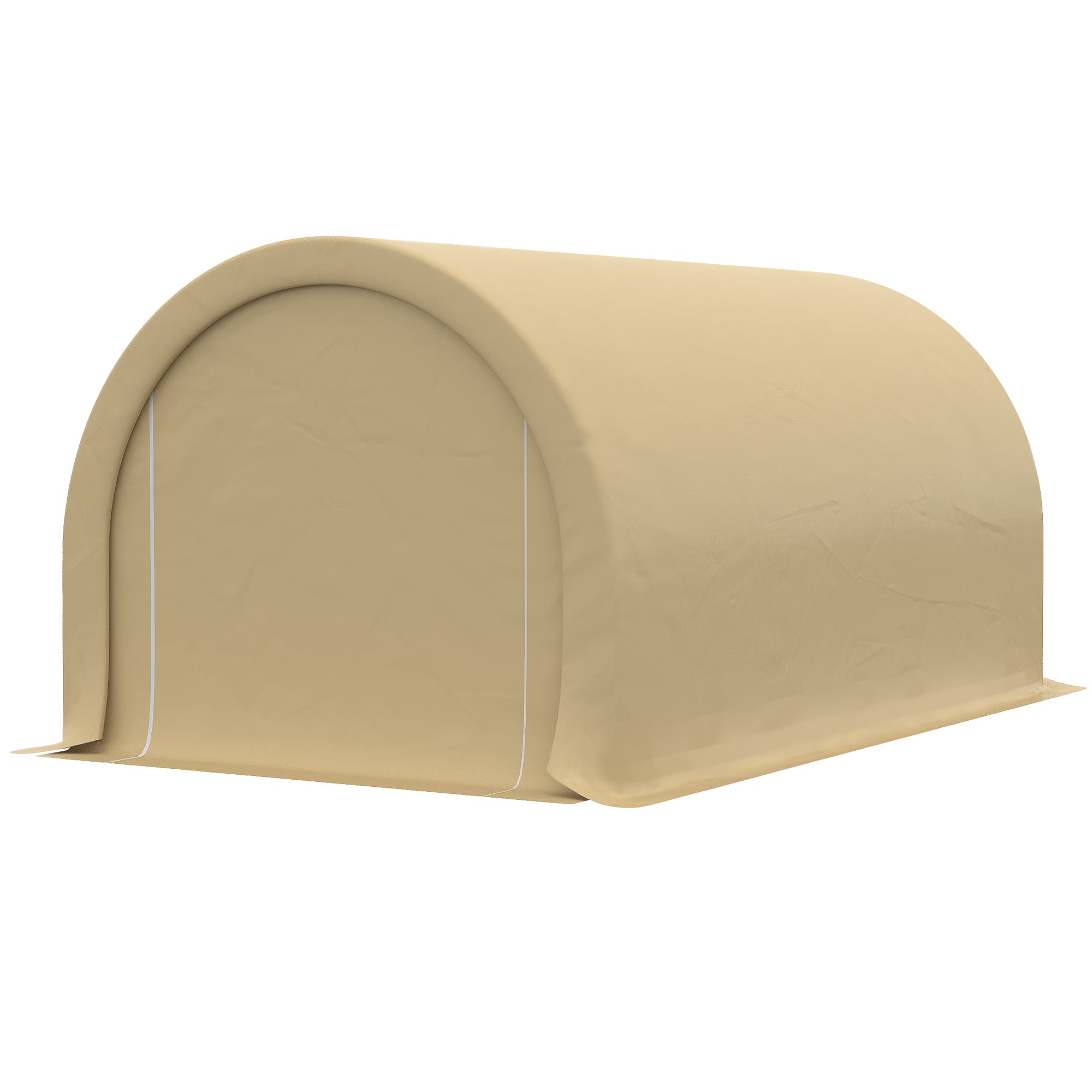 Carport Garage Tent 5 x 3 x 2.4 m, Outdoor Car Shelter, Storage Tent with Zippered Roll-up Door, Galvanized Steel, High Density PE 190 g/m², Beige