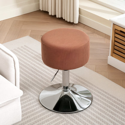 Bar Stool High Kitchen Stool Adjustable Height 52-66 cm Upholstered in Velvet 360° Swivel for Dining Counter Dressing Table Brown