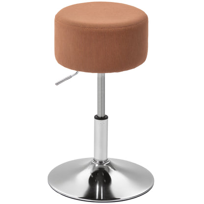 Bar Stool High Kitchen Stool Adjustable Height 52-66 cm Upholstered in Velvet 360° Swivel for Dining Counter Dressing Table Brown