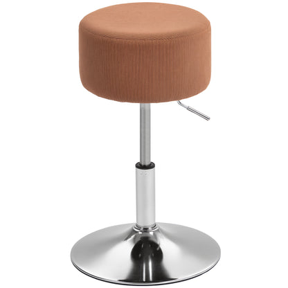 Bar Stool High Kitchen Stool Adjustable Height 52-66 cm Upholstered in Velvet 360° Swivel for Dining Counter Dressing Table Brown