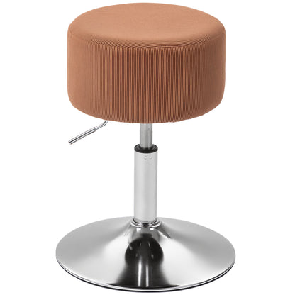 Bar Stool High Kitchen Stool Adjustable Height 52-66 cm Upholstered in Velvet 360° Swivel for Dining Counter Dressing Table Brown