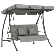 Hollywood Swing Garden Swing Swing Bench with Reclining Function, 3 Seater, Metal+Polyester, Gray, 209 x 114 x 170 cm