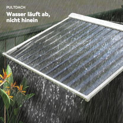 garden shed 2.42 m², garden house with pent roof, sliding door, foundation, 213 x 130 x 185 cm, tool shed made of galvanized steel, weatherproof, for garden, Dark grey