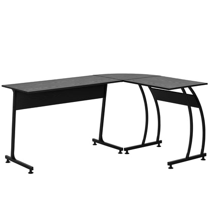 L-Shaped Computer Desk for Study Office Minimalist Modern with Large Space 112.5x152x74 cm Black
