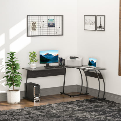 L-Shaped Computer Desk for Study Office Minimalist Modern with Large Space 112.5x152x74 cm Black