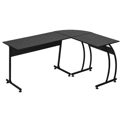 L-Shaped Computer Desk for Study Office Minimalist Modern with Large Space 112.5x152x74 cm Black