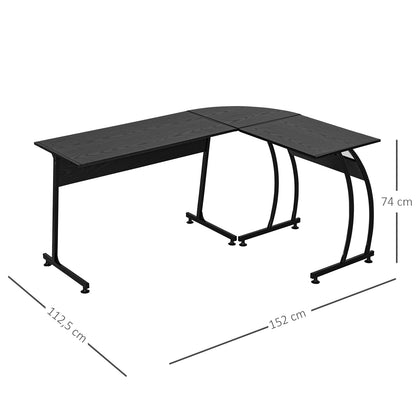L-Shaped Computer Desk for Study Office Minimalist Modern with Large Space 112.5x152x74 cm Black