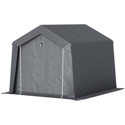 Garden Shed, Storage Tent, 3 x 3 m, Waterproof and UV-Resistant, Galvanized Steel Frame and Large Door, Bike Garage Shelter for Outdoor, Dark Gray