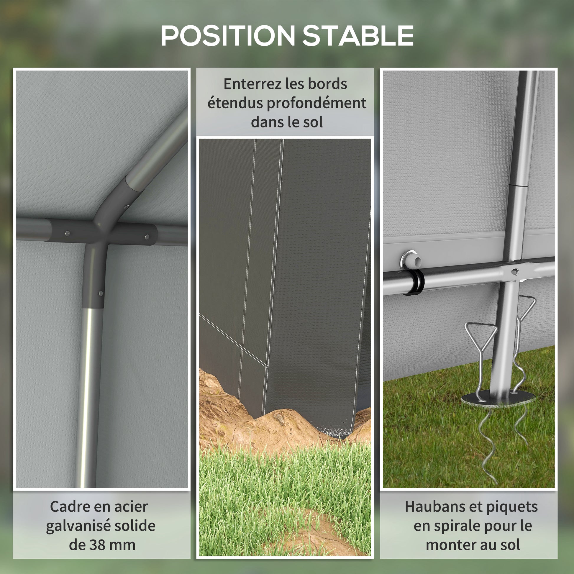 Garden Shed, Storage Tent, 3 x 3 m, Waterproof and UV-Resistant, Galvanized Steel Frame and Large Door, Bike Garage Shelter for Outdoor, Dark Gray