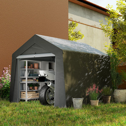 Garden Shed, Storage Tent, 3 x 3 m, Waterproof and UV-Resistant, Galvanized Steel Frame and Large Door, Bike Garage Shelter for Outdoor, Dark Gray