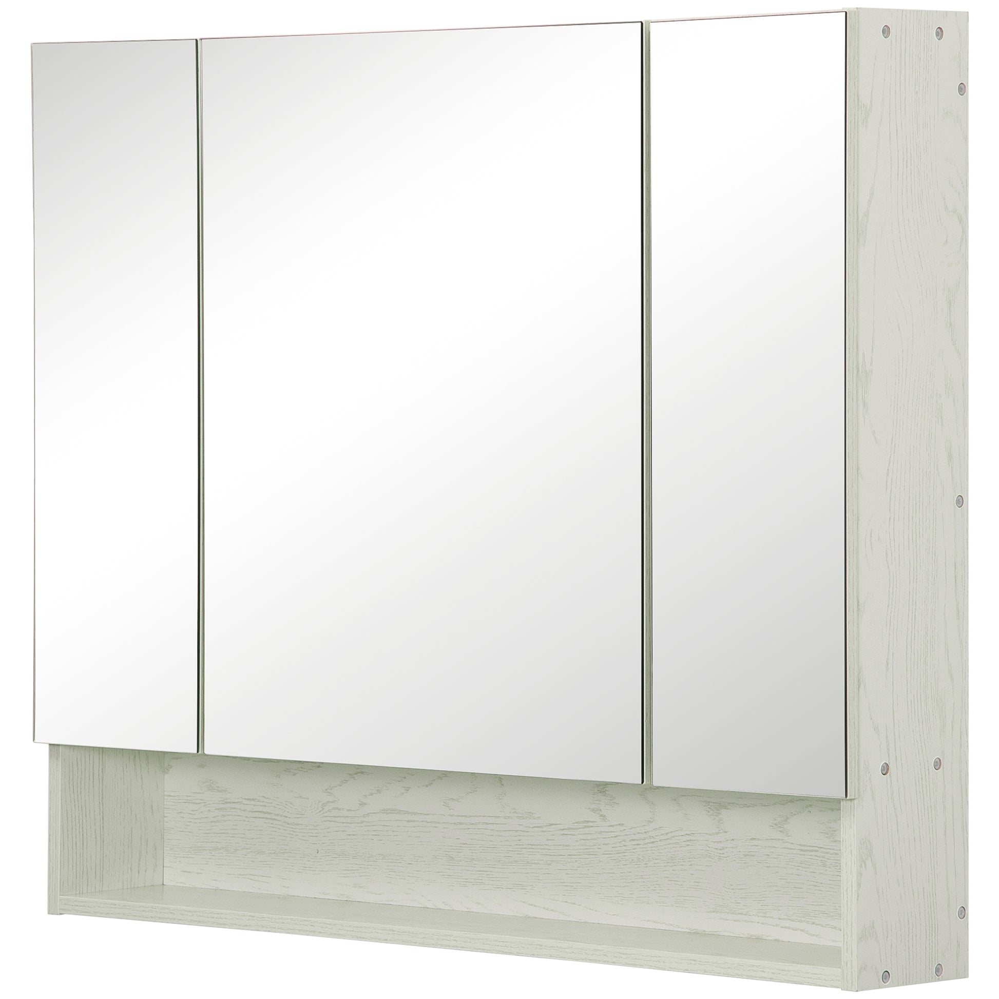 Bathroom Cabinet with Mirror Wall-Mounted Cabinet with 3 Doors Adjustable Shelf and Compartment Hanging Bathroom Furniture for Living Room 35.43x5.91x29.53 inches White