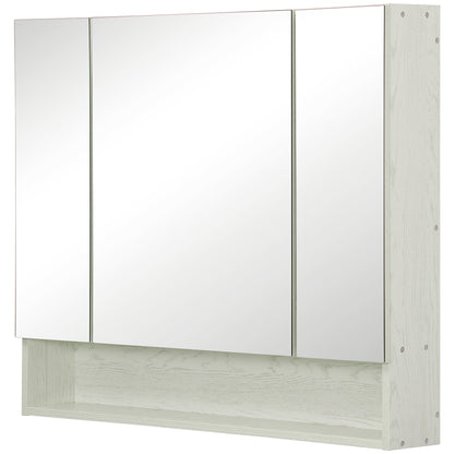Bathroom Cabinet with Mirror Wall-Mounted Cabinet with 3 Doors Adjustable Shelf and Compartment Hanging Bathroom Furniture for Living Room 35.43x5.91x29.53 inches White