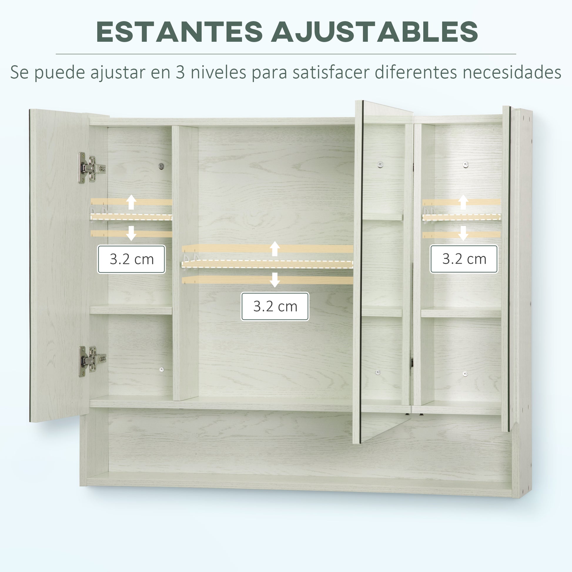 Bathroom Cabinet with Mirror Wall-Mounted Cabinet with 3 Doors Adjustable Shelf and Compartment Hanging Bathroom Furniture for Living Room 35.43x5.91x29.53 inches White