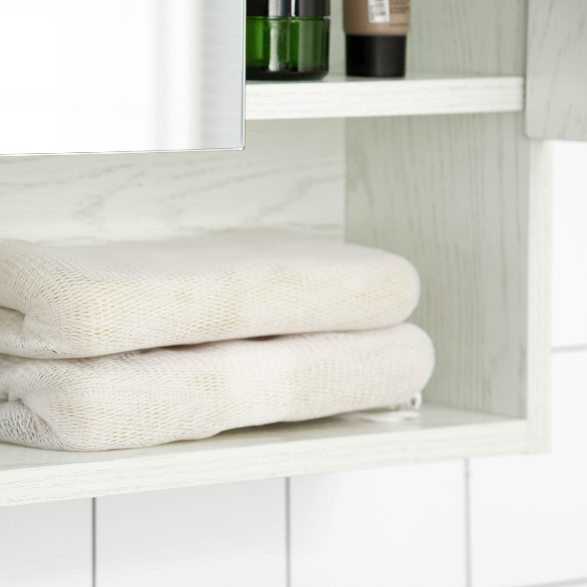 Bathroom Cabinet with Mirror Wall-Mounted Cabinet with 3 Doors Adjustable Shelf and Compartment Hanging Bathroom Furniture for Living Room 35.43x5.91x29.53 inches White