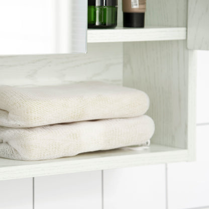 Bathroom Cabinet with Mirror Wall-Mounted Cabinet with 3 Doors Adjustable Shelf and Compartment Hanging Bathroom Furniture for Living Room 35.43x5.91x29.53 inches White