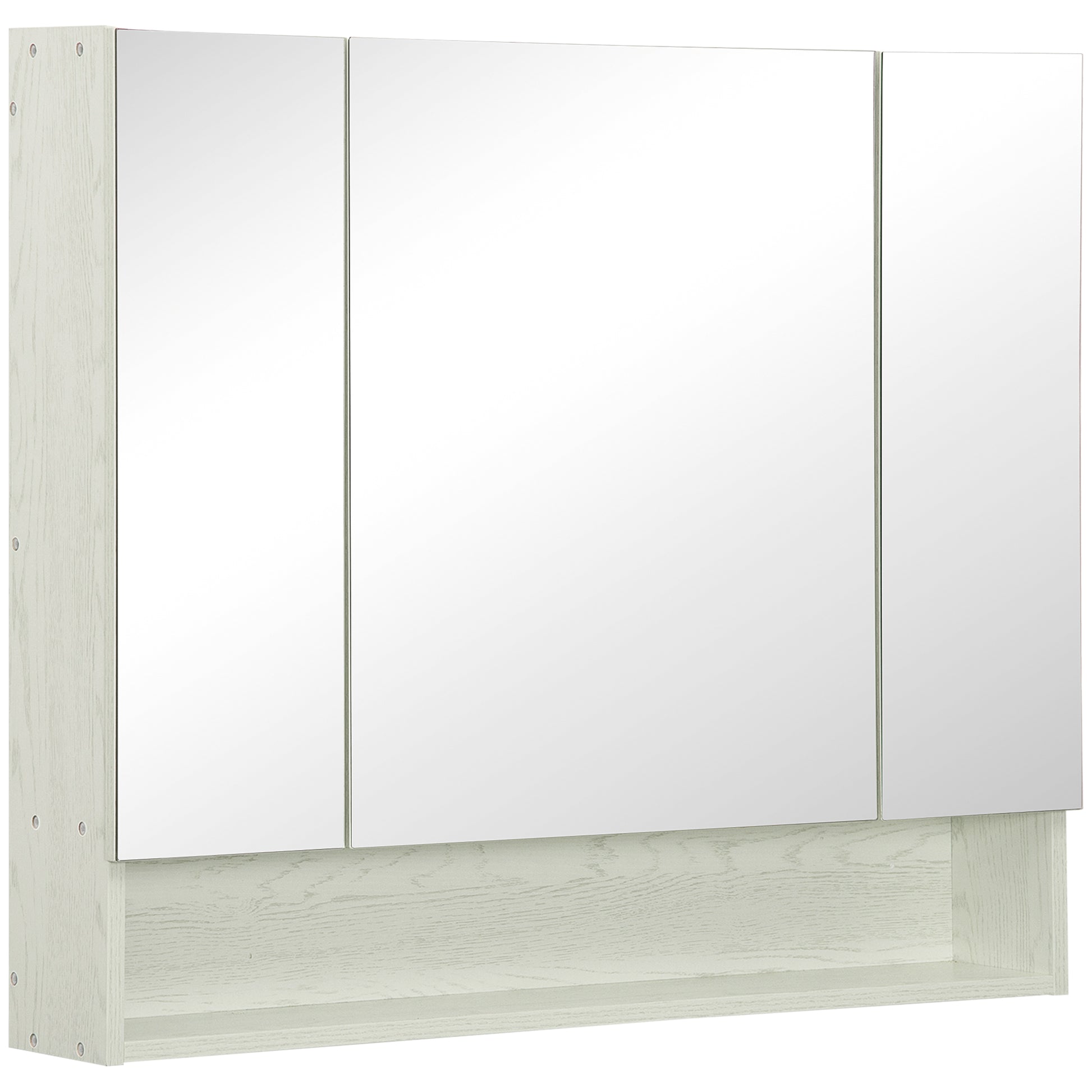 Bathroom Cabinet with Mirror Wall-Mounted Cabinet with 3 Doors Adjustable Shelf and Compartment Hanging Bathroom Furniture for Living Room 35.43x5.91x29.53 inches White