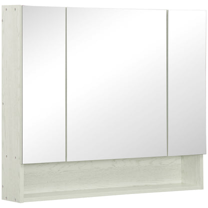 Bathroom Cabinet with Mirror Wall-Mounted Cabinet with 3 Doors Adjustable Shelf and Compartment Hanging Bathroom Furniture for Living Room 35.43x5.91x29.53 inches White
