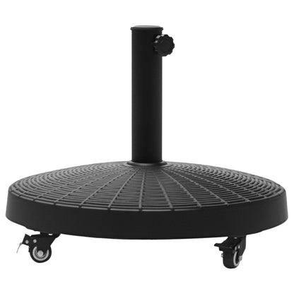 Umbrella Stand 25kg Umbrella Stand with Wheels Round Rattan-Look Base for Umbrella Poles with Ø38/48 mm Stand for Garden, Balcony, Black