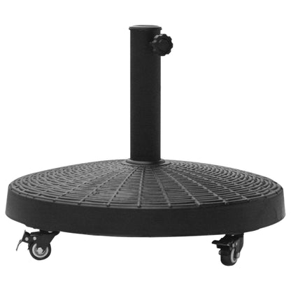 Umbrella Stand 25kg Umbrella Stand with Wheels Round Rattan-Look Base for Umbrella Poles with Ø38/48 mm Stand for Garden, Balcony, Black