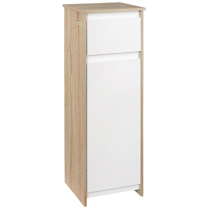 Bathroom Low Cabinet Wooden Auxiliary Furniture with Drawer and Cabinet with 2 Shelves for Living Room Bedroom Kitchen 32.6x30x90 cm Natural and White