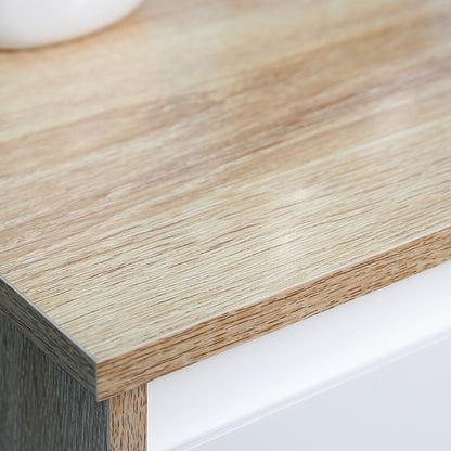 Bathroom Low Cabinet Wooden Auxiliary Furniture with Drawer and Cabinet with 2 Shelves for Living Room Bedroom Kitchen 32.6x30x90 cm Natural and White