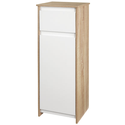 Bathroom Low Cabinet Wooden Auxiliary Furniture with Drawer and Cabinet with 2 Shelves for Living Room Bedroom Kitchen 32.6x30x90 cm Natural and White