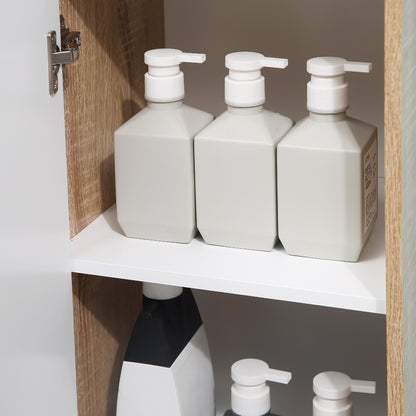 Bathroom Low Cabinet Wooden Auxiliary Furniture with Drawer and Cabinet with 2 Shelves for Living Room Bedroom Kitchen 32.6x30x90 cm Natural and White