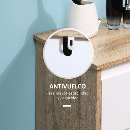 Bathroom Low Cabinet Wooden Auxiliary Furniture with Drawer and Cabinet with 2 Shelves for Living Room Bedroom Kitchen 32.6x30x90 cm Natural and White