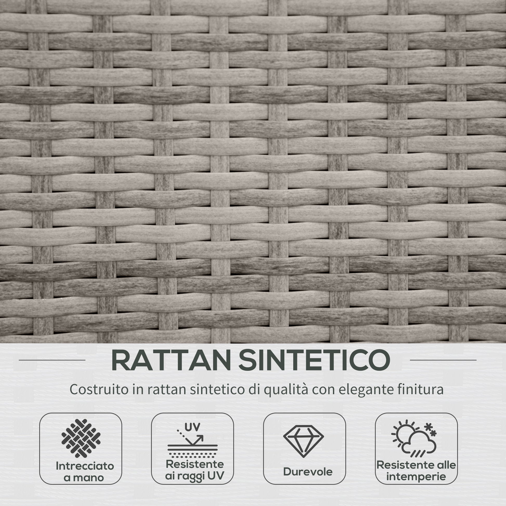 4-Piece PE Rattan Garden Furniture Set, Outdoor Lounge with 3 Sofas and 1 Coffee Table, Removable and Washable Cushions, Gray