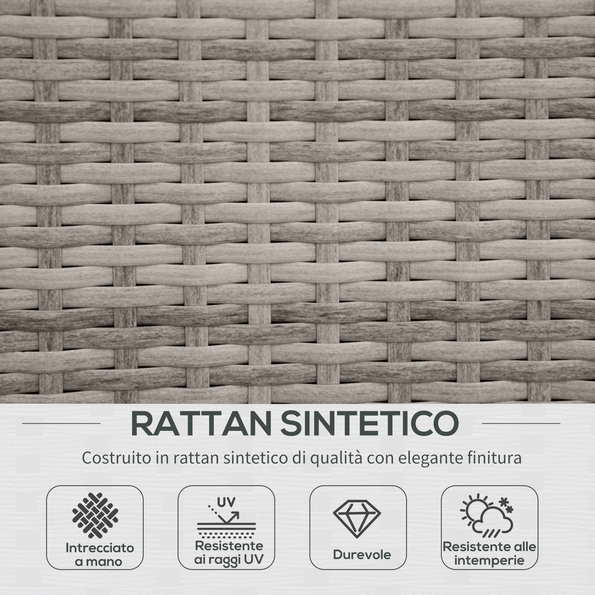 4-Piece PE Rattan Garden Furniture Set, Outdoor Lounge with 3 Sofas and 1 Coffee Table, Removable and Washable Cushions, Gray